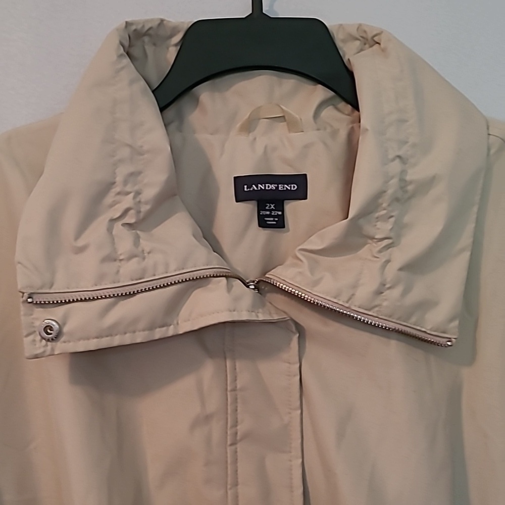Lands End Wmns 2X Trench Rain Coat Khaki Tan Fall Spring Transitional Outdoors - Picture 3 of 15
